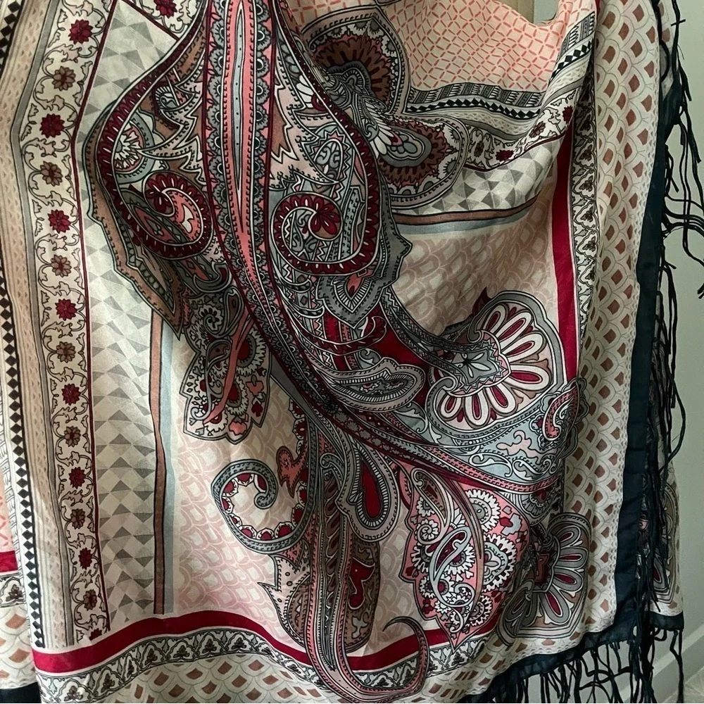 SET of 3 SCARVES H&M Comme Ca Anchor Print Black White Print Fringe